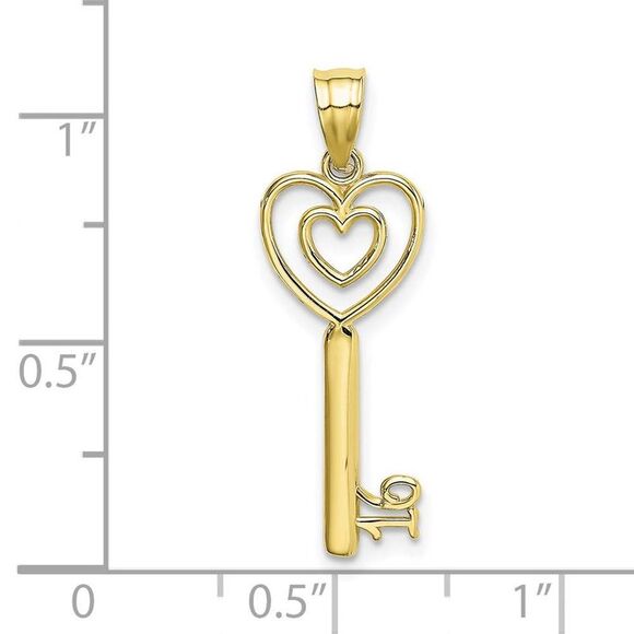 10K Yellow Gold Key W/Heart Sweet 16 Charm
